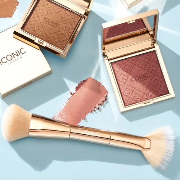 ICONIC London Cheek Glow Duo Brush 🪞 NEW IN BOX Blush Bronzer - Picture 2 of 4